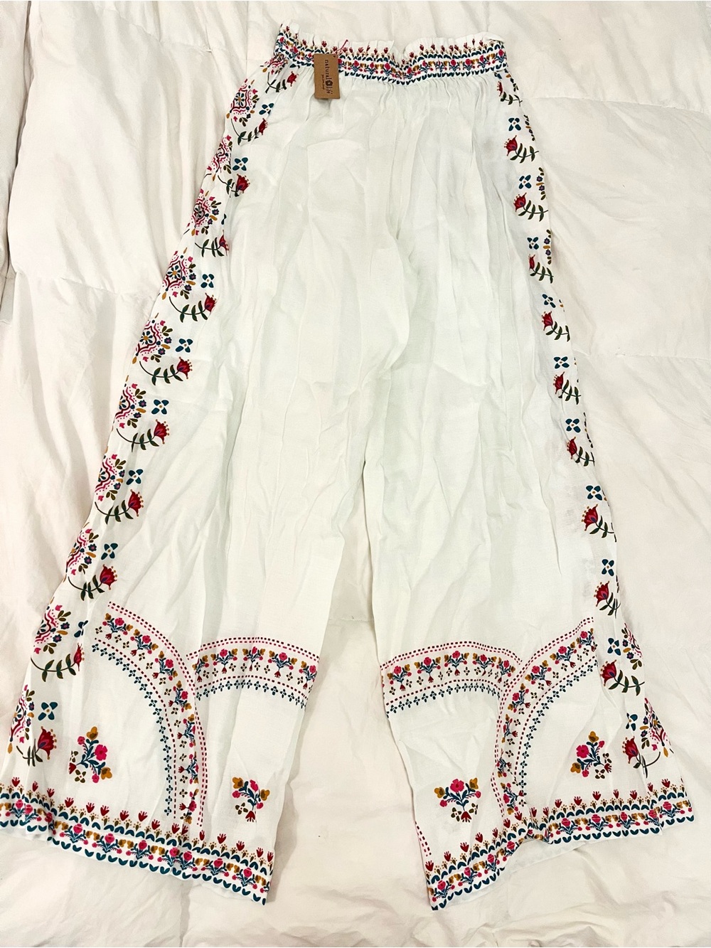 NWT Natural Life Ivory Cece Wide Leg Boho Linen Blend Pants Size Small Elastic - Picture 3 of 4